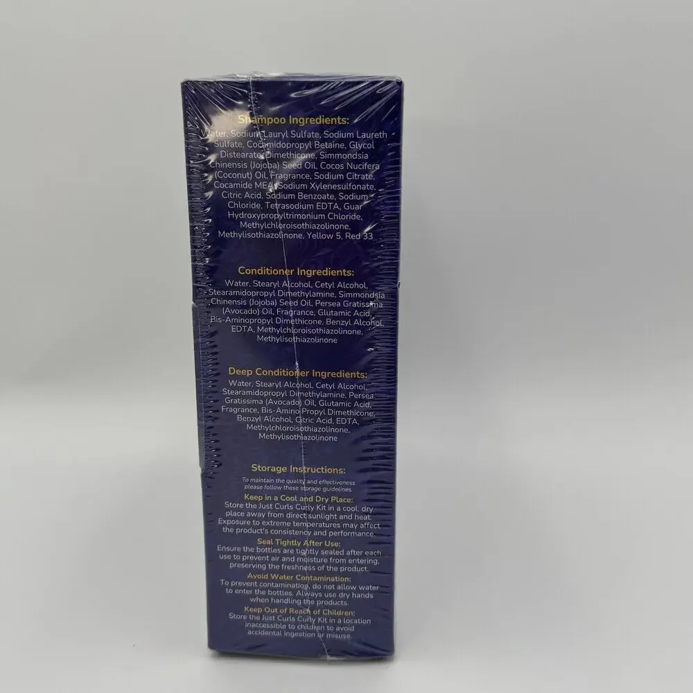 Herbishh Just Curls Hair Kit Shampoo Conditioner Deep Conditioner‎ Curl Set NEW